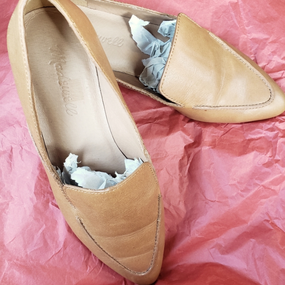 Madewell Brown Leather Slip On Pointed Loafers Dress Shoes Women Sz 6